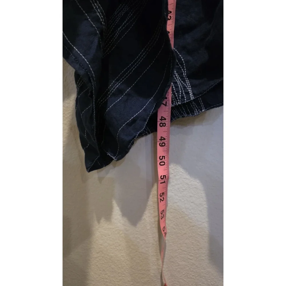 Eileen Fisher Irish Linen Asymmetrical Midi Dress Navy Blue Stitch Sleeveless  L - Picture 7 of 10